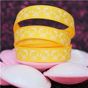 Kitty Ribbon - 10mm Kitty Sitting Yellow